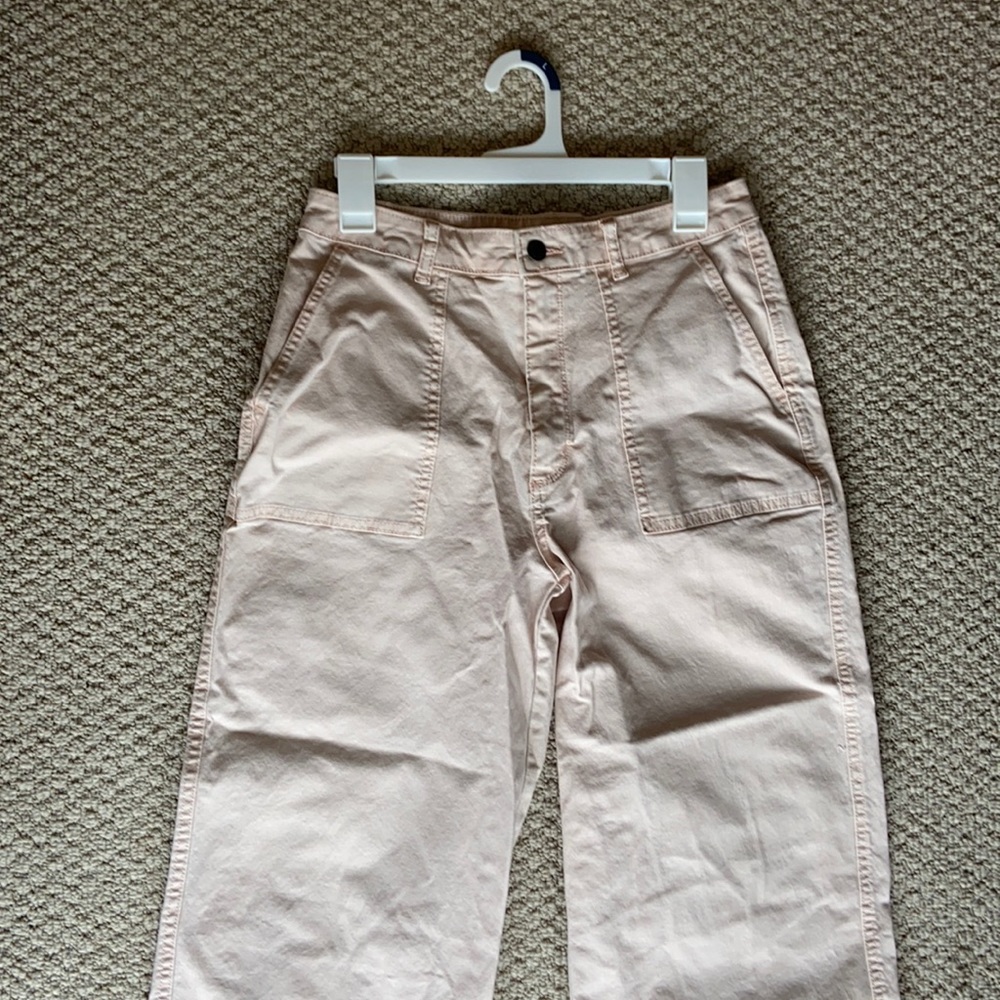 Pink straight leg high wasted pants